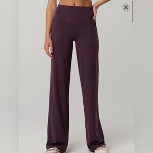 Offline by aerie Wide-Leg Real me High-Ride Pull-On trouser Pants in Plum